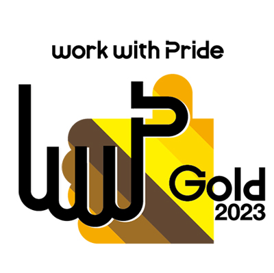 work with Pride Gold 2023のロゴマーク